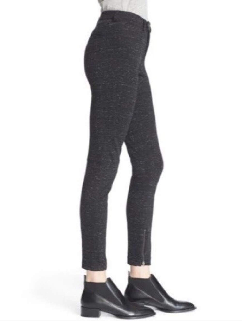 ATM Melange Ponte Skinny Moto Pant Black Speckle - Picture 2 of 12